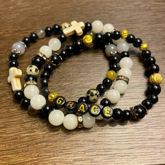 Hand crafted one-of-a-kind bracelet set. - Picture 2 of 3